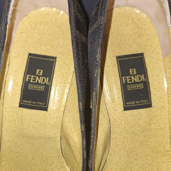 Fendi Shoes & Box Vintage Heel Print Fabric Size 8 #642543 Y2K 90's - Picture 12 of 16